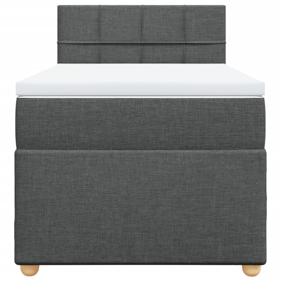 Cama box spring con colchón tela gris oscuro 80x200
