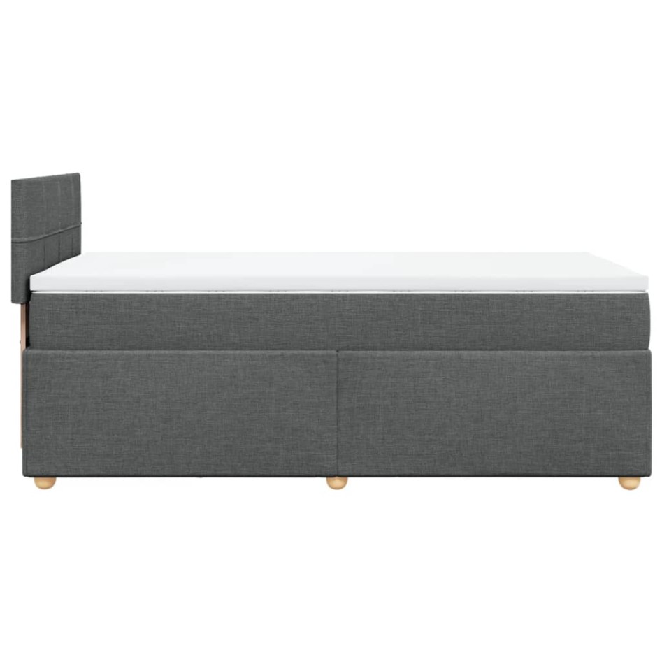 Cama box spring con colchón tela gris oscuro 80x200