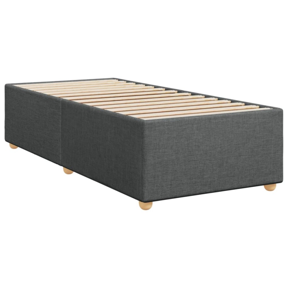 Cama box spring con colchón tela gris oscuro 80x200