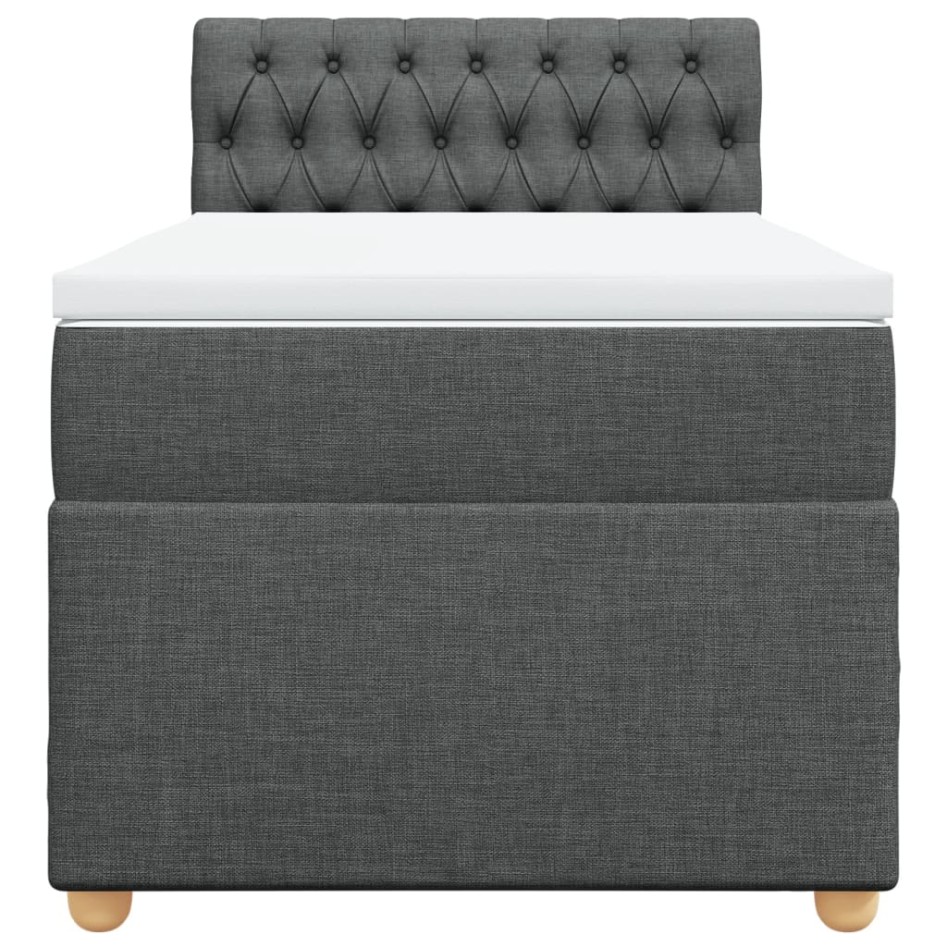 Cama box spring con colchón tela gris oscuro 80x200