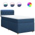 Cama box spring con colchón tela azul 80x200