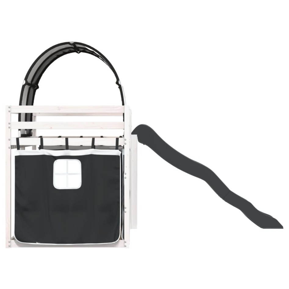 Litera con tobogán y cortinas blanco y negro 80x200