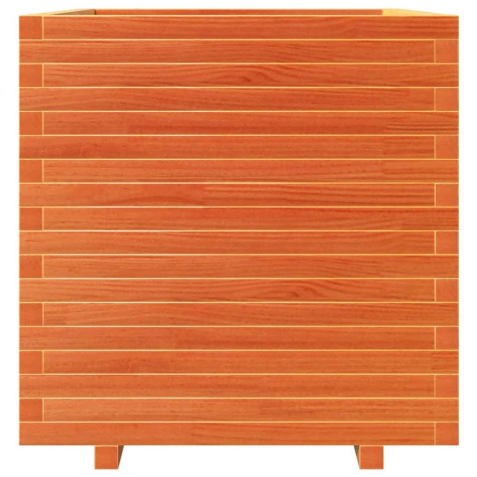 Jardinera madera maciza de pino marrón cera 70x70x72,5