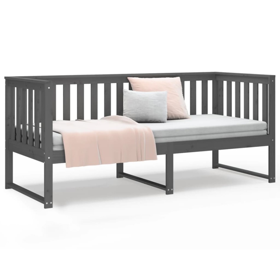 Sofá cama madera maciza de pino gris 80x200