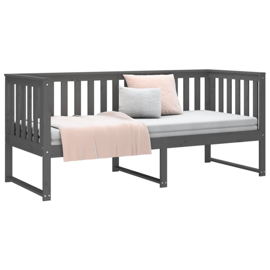 Sofá cama madera maciza de pino gris 80x200