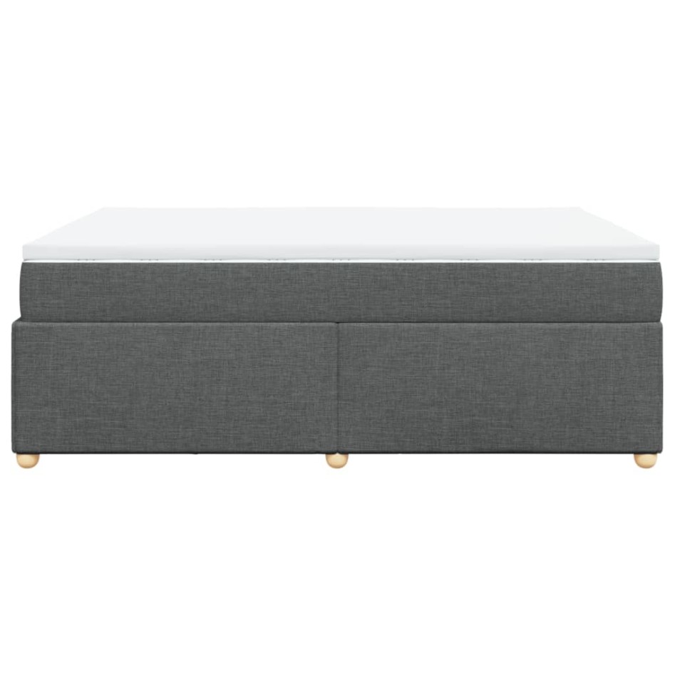 Cama box spring con colchón tela gris oscuro 140x200