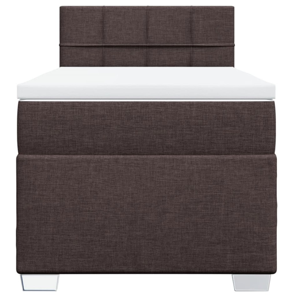 Cama box spring con colchón tela marrón oscuro 90x200