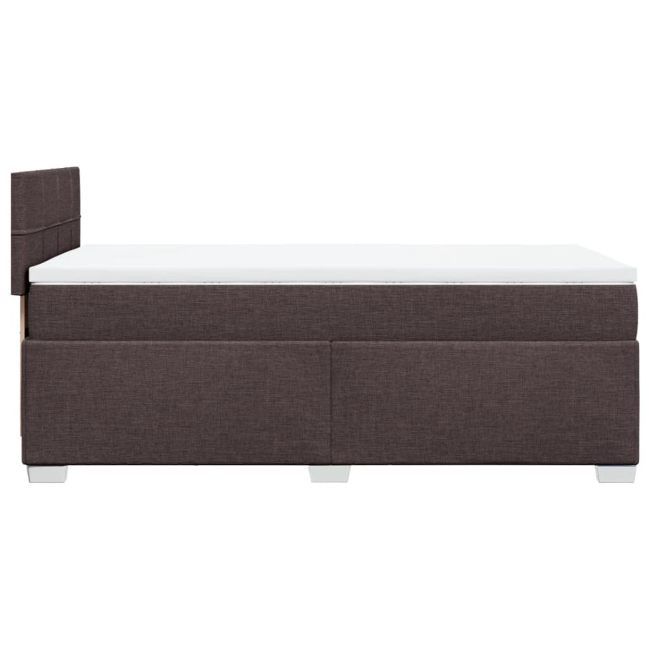 Cama box spring con colchón tela marrón oscuro 90x200