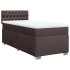 Cama box spring con colchón tela marrón oscuro 90x200