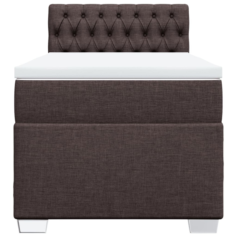 Cama box spring con colchón tela marrón oscuro 90x200
