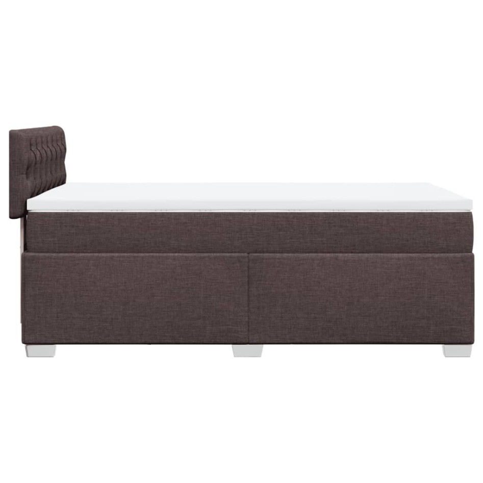 Cama box spring con colchón tela marrón oscuro 90x200