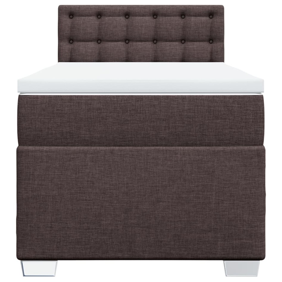 Cama box spring con colchón tela marrón oscuro 90x200