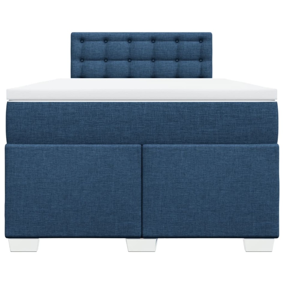 Cama box spring con colchón tela azul 120x190