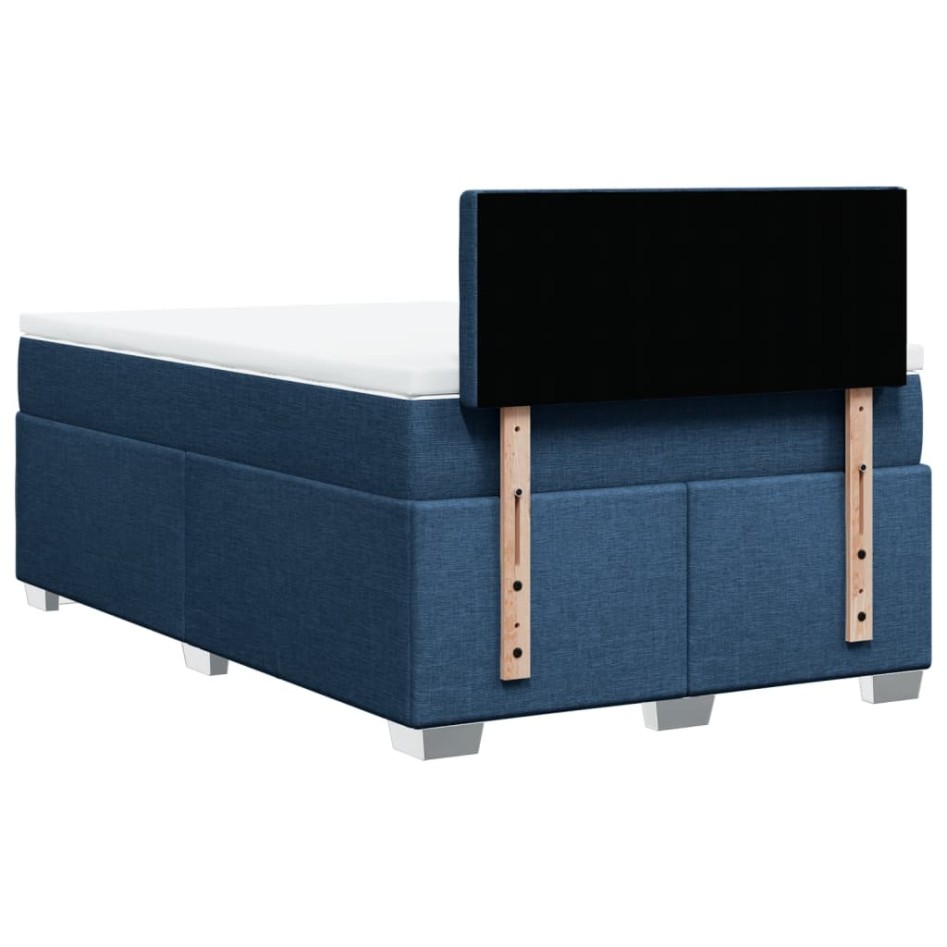 Cama box spring con colchón tela azul 120x190