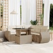 Juego de sofás jardín con cojines 6 pzas ratán sintético beige