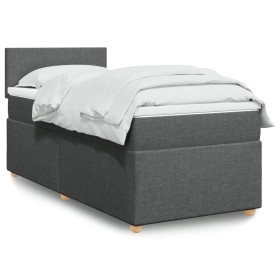 Cama box spring con colchón tela gris oscuro 90x190