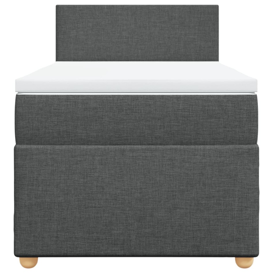 Cama box spring con colchón tela gris oscuro 90x190