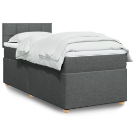 Cama box spring con colchón tela gris oscuro 90x190
