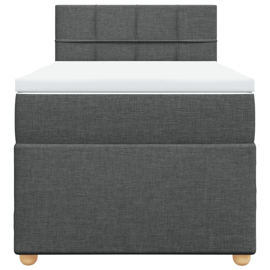 Cama box spring con colchón tela gris oscuro 90x190