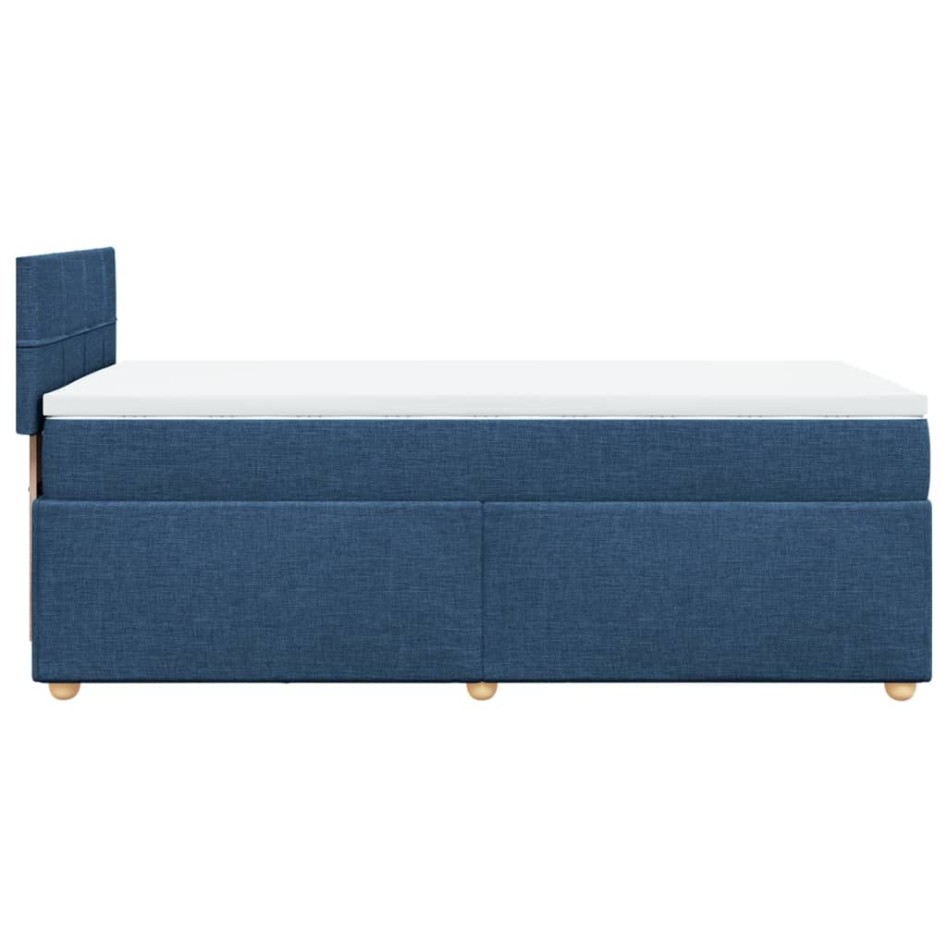 Cama box spring con colchón tela azul 90x190