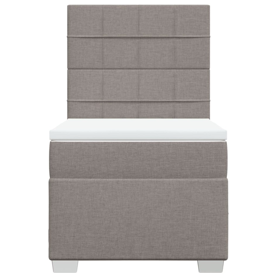 Cama box spring con colchón tela gris taupe 90x200