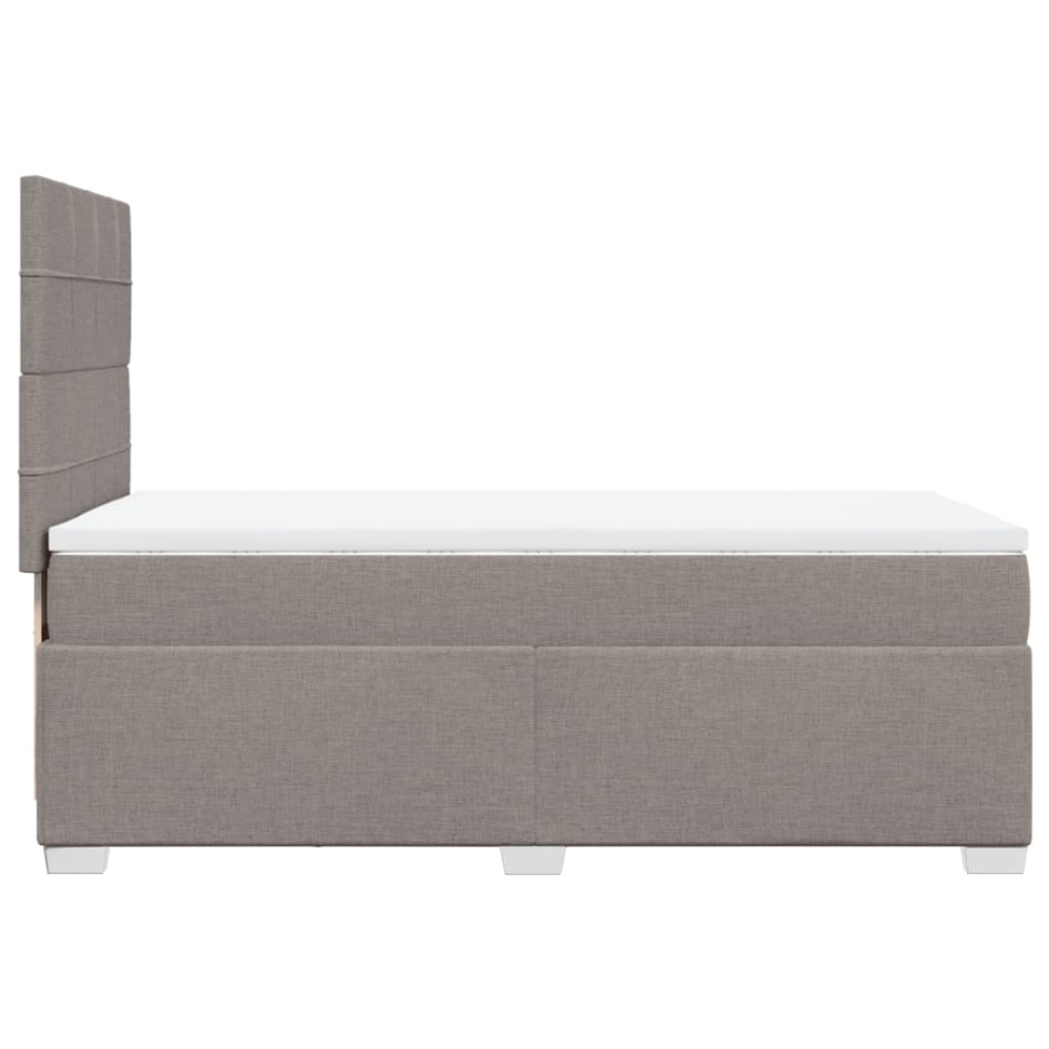 Cama box spring con colchón tela gris taupe 90x200