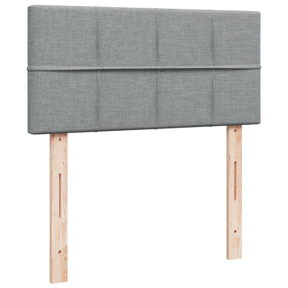 Cama box spring con colchón tela gris claro 90x190