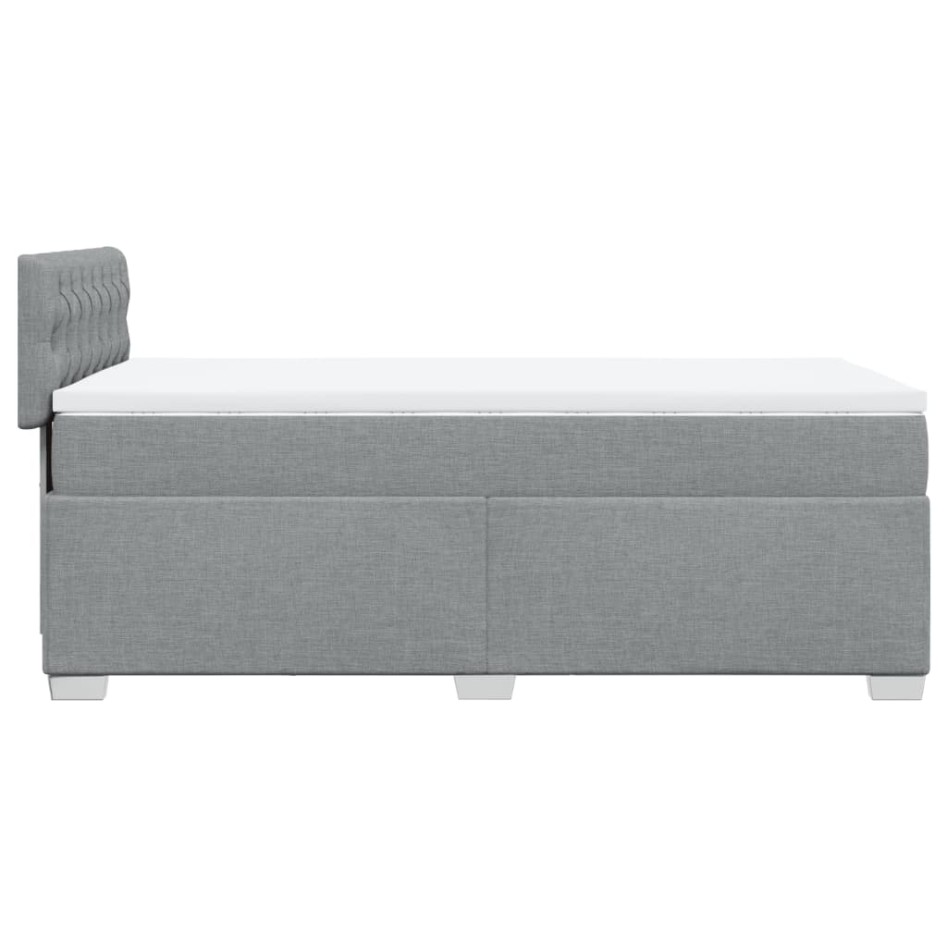 Cama box spring con colchón tela gris claro 80x200