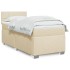 Cama box spring con colchón tela color crema 90x200