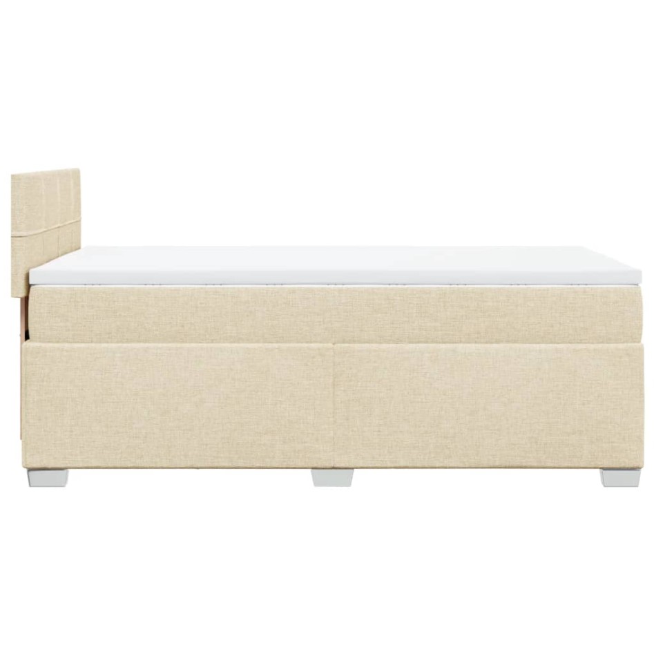 Cama box spring con colchón tela color crema 90x200