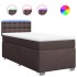 Cama box spring con colchón tela marrón oscuro 90x190