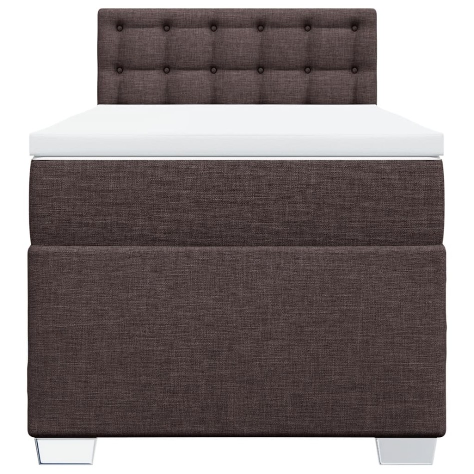 Cama box spring con colchón tela marrón oscuro 90x190