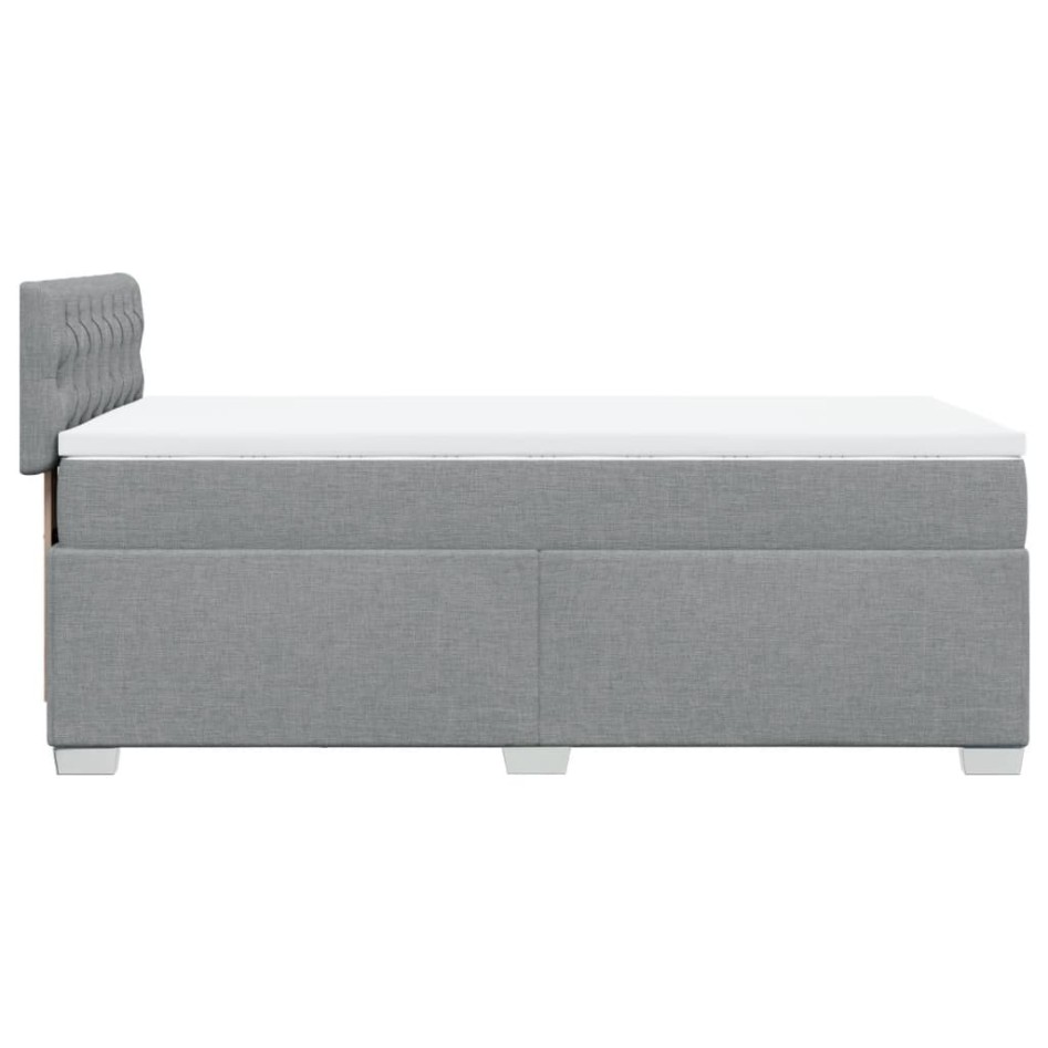 Cama box spring con colchón tela gris claro 100x200
