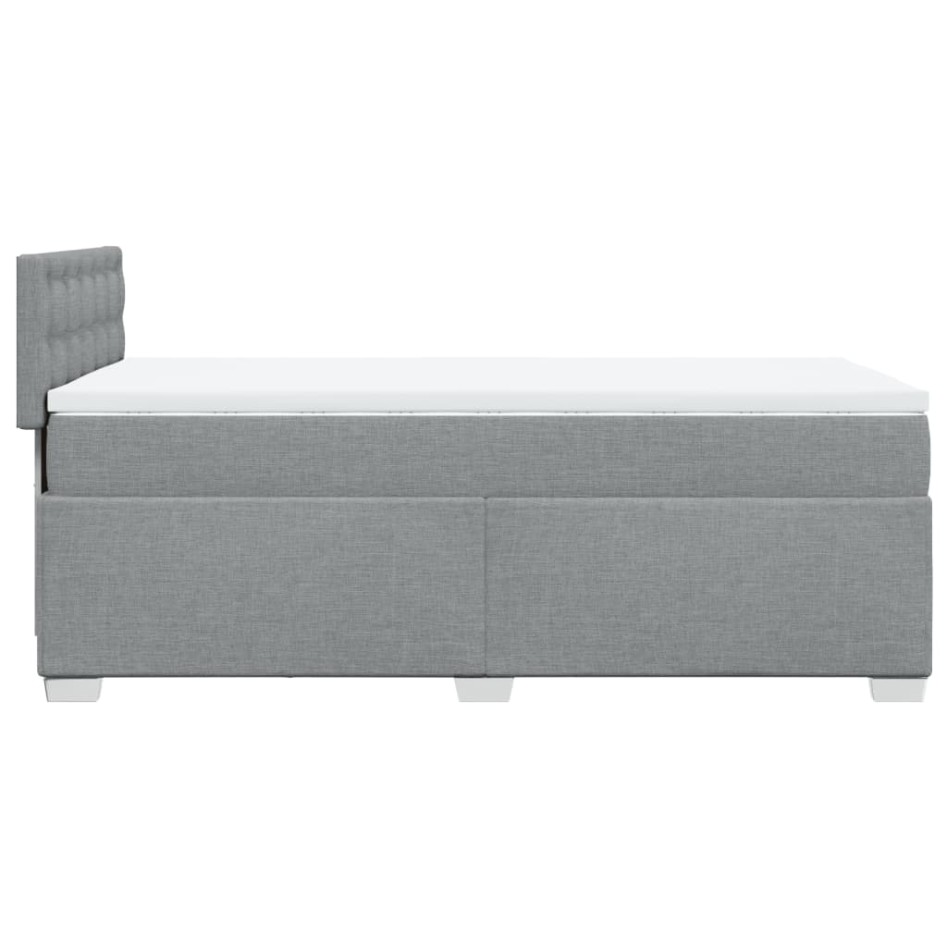 Cama box spring con colchón tela gris claro 80x200