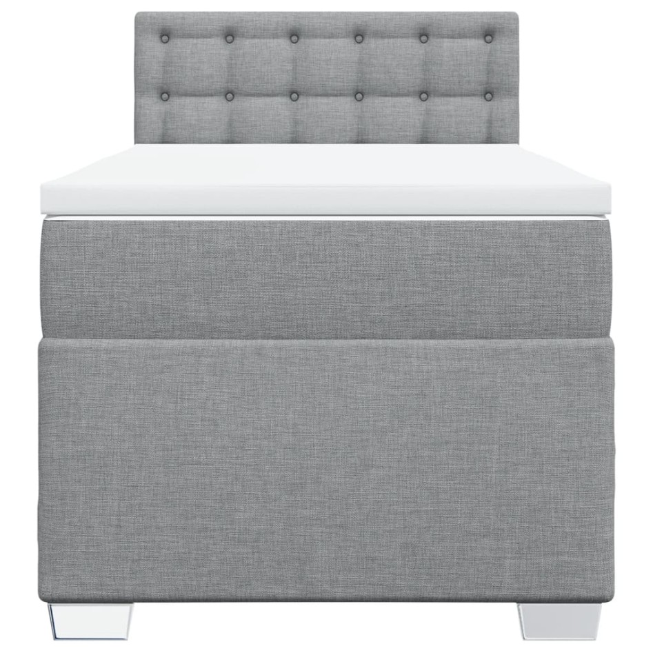 Cama box spring con colchón tela gris claro 90x190