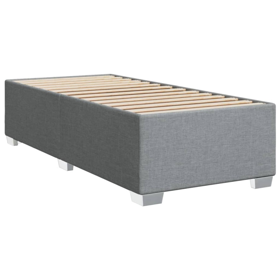 Cama box spring con colchón tela gris claro 90x190