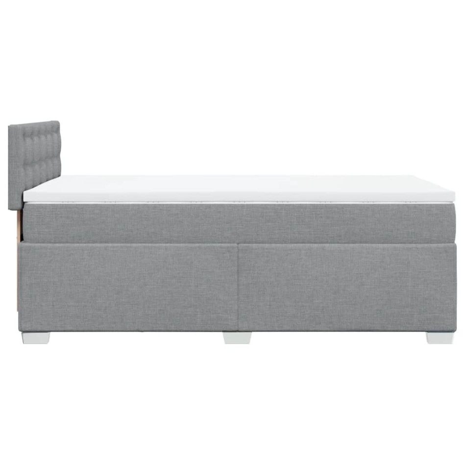 Cama box spring con colchón tela gris claro 90x190