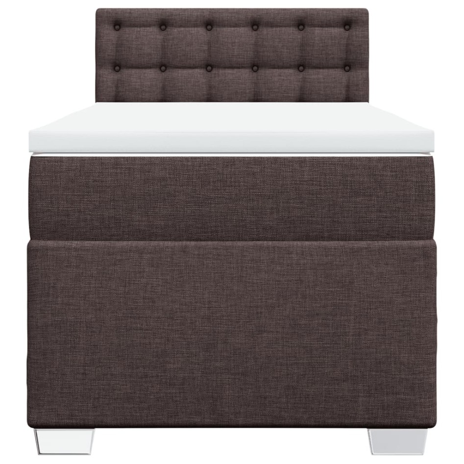 Cama box spring con colchón tela marrón oscuro 90x200