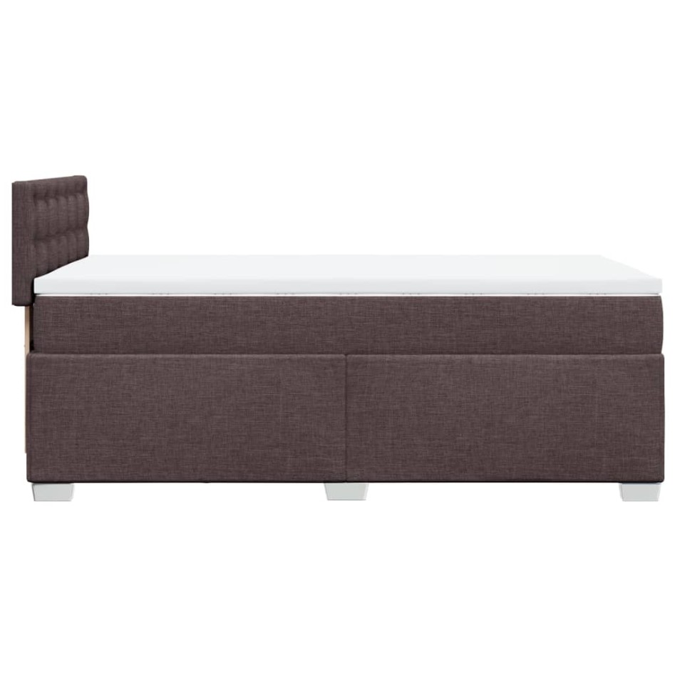 Cama box spring con colchón tela marrón oscuro 90x200