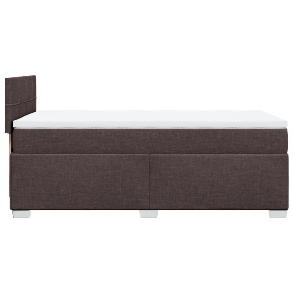 Cama box spring con colchón tela marrón oscuro 90x200