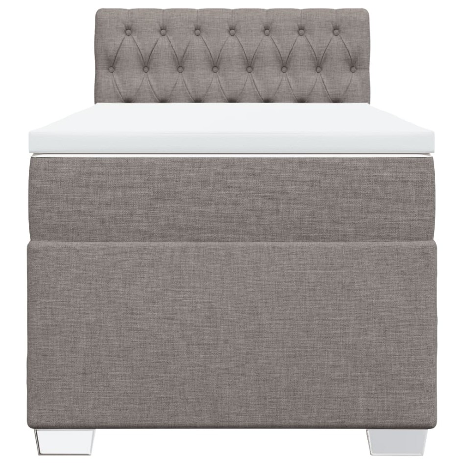 Cama box spring con colchón tela gris taupe 100x200