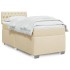 Cama box spring con colchón tela color crema 90x200