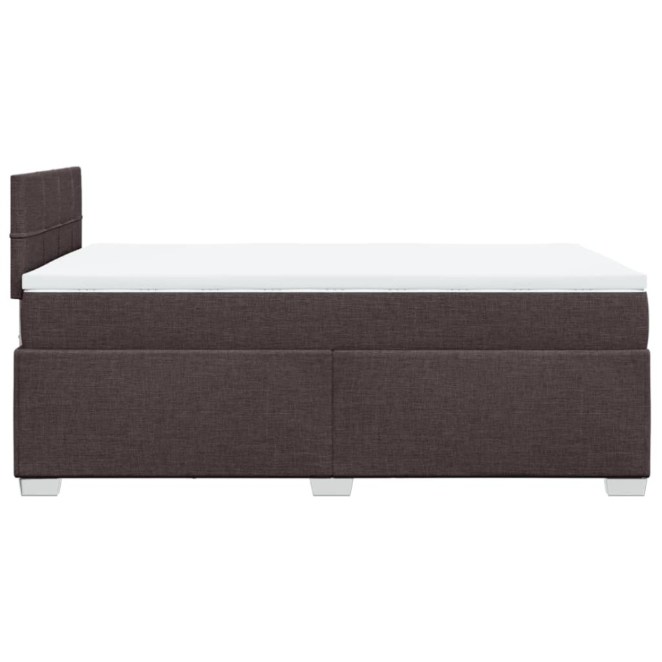 Cama box spring con colchón tela marrón oscuro 120x200