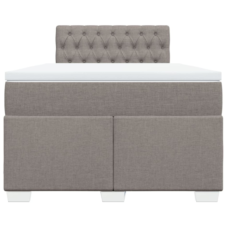Cama box spring con colchón tela gris taupe 120x200