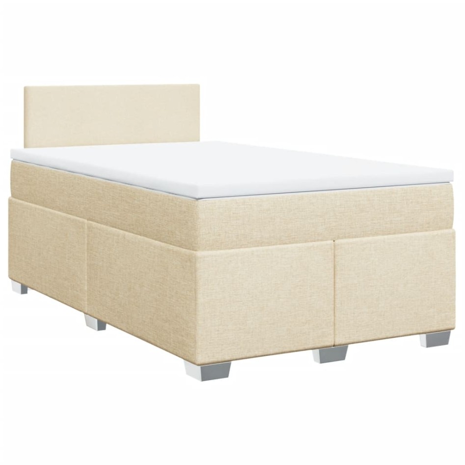 Cama box spring con colchón tela color crema 120x200