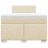 Cama box spring con colchón tela color crema 120x200