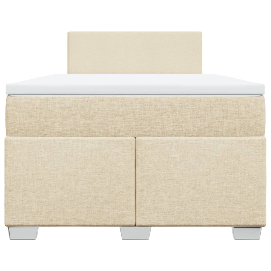 Cama box spring con colchón tela color crema 120x200