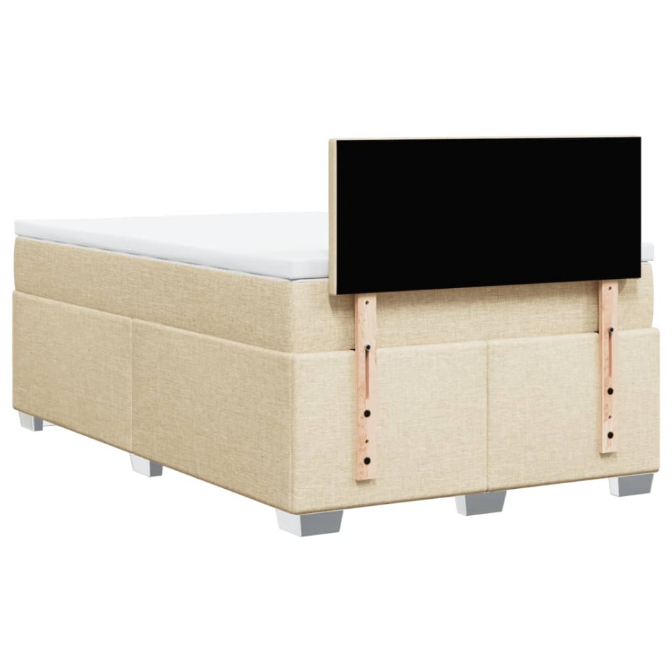 Cama box spring con colchón tela color crema 120x200