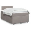 Cama box spring con colchón tela gris taupe 120x200 cm