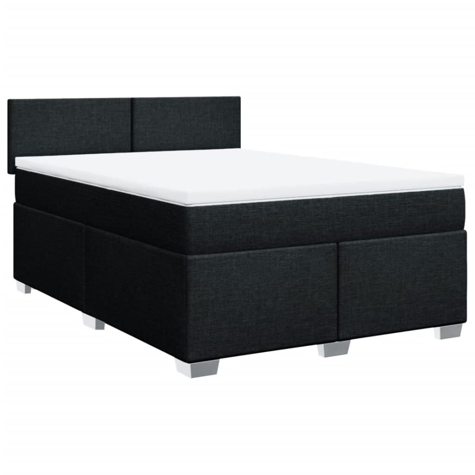 Cama box spring con colchón tela negro 140x190